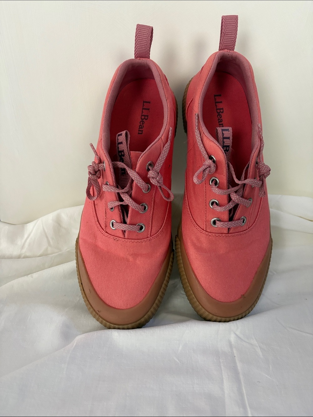 L.L. Bean Coral Canvas Lace-Up Sneakers